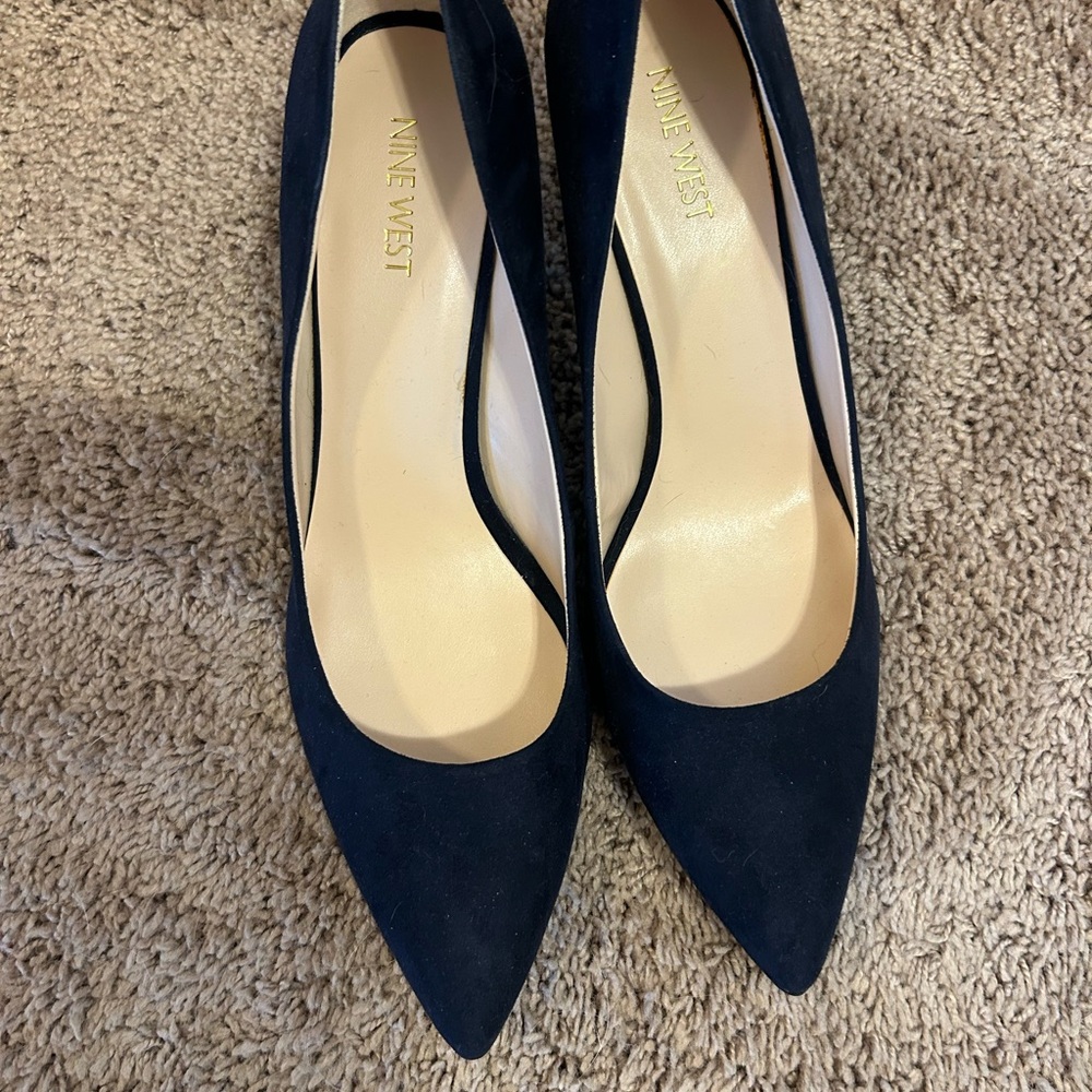 Nine West Blue Suede Heels with Pointed Toe